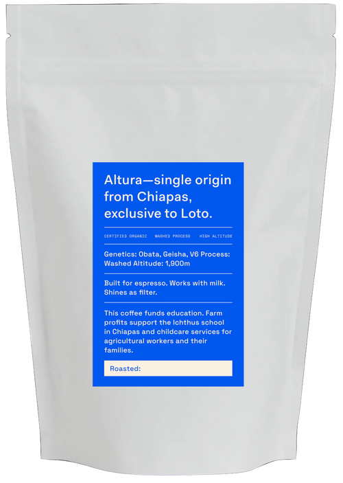 Altura coffee bag back — Loto Coffee